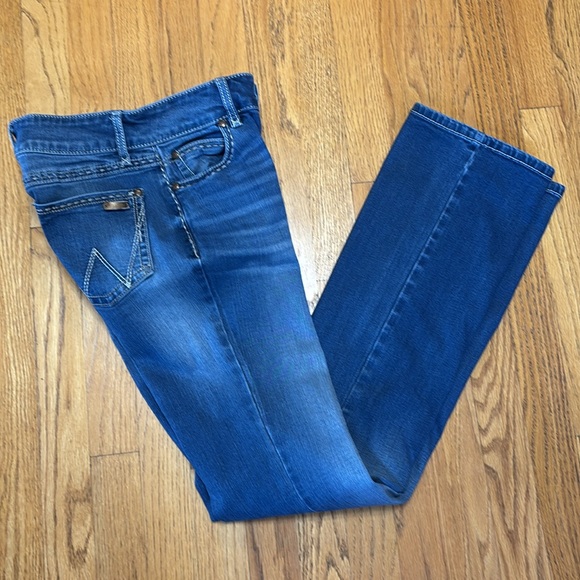 Wrangler Cowgirl Boot Cut Whiskered Stretch Blue Jeans Women’s 1/34 (W/26 L/34) - Picture 8 of 15